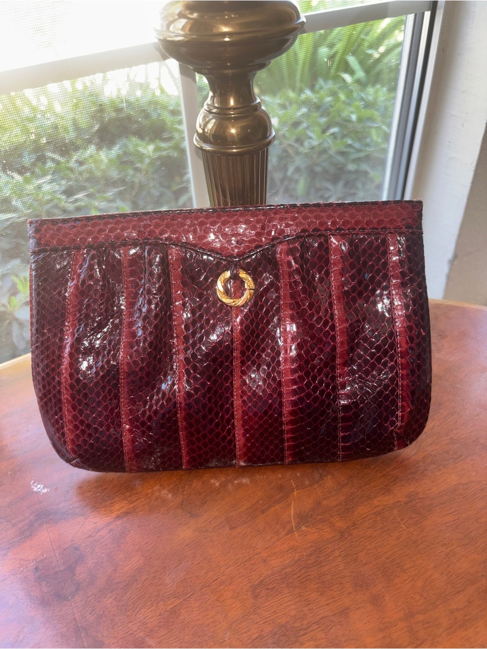 Vintage Morris Moskowitz Burgundy Snakeskin Handbag NWT $168 Tag